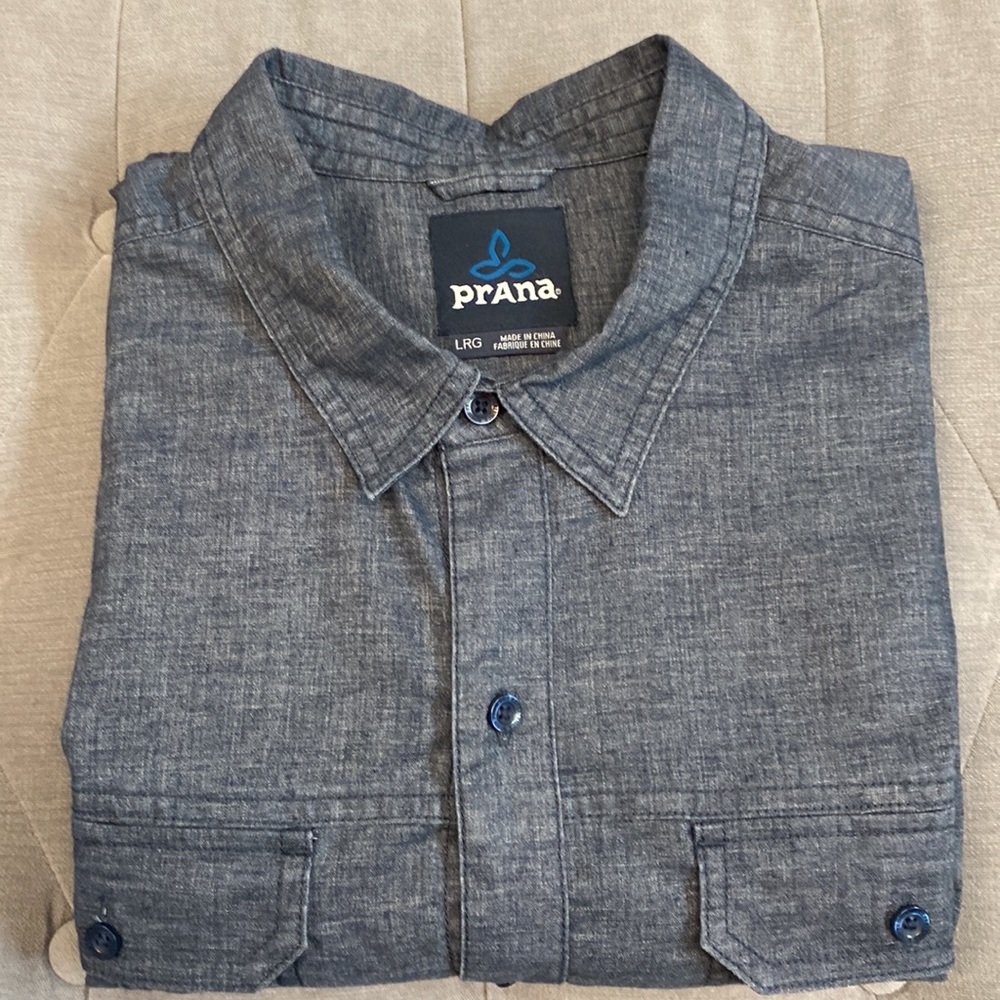 Prana Large Hemp Button Down Shirt